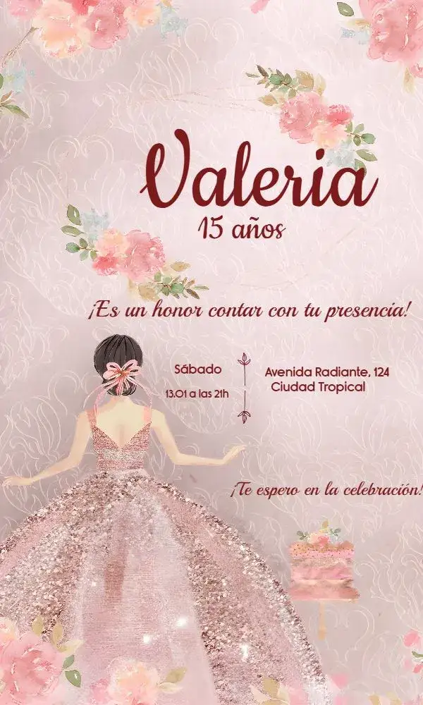 Invitación 15 Años Brillo Mariposa – tema 15 años rosa, brillo, mariposa, delicado, moderno, princesa