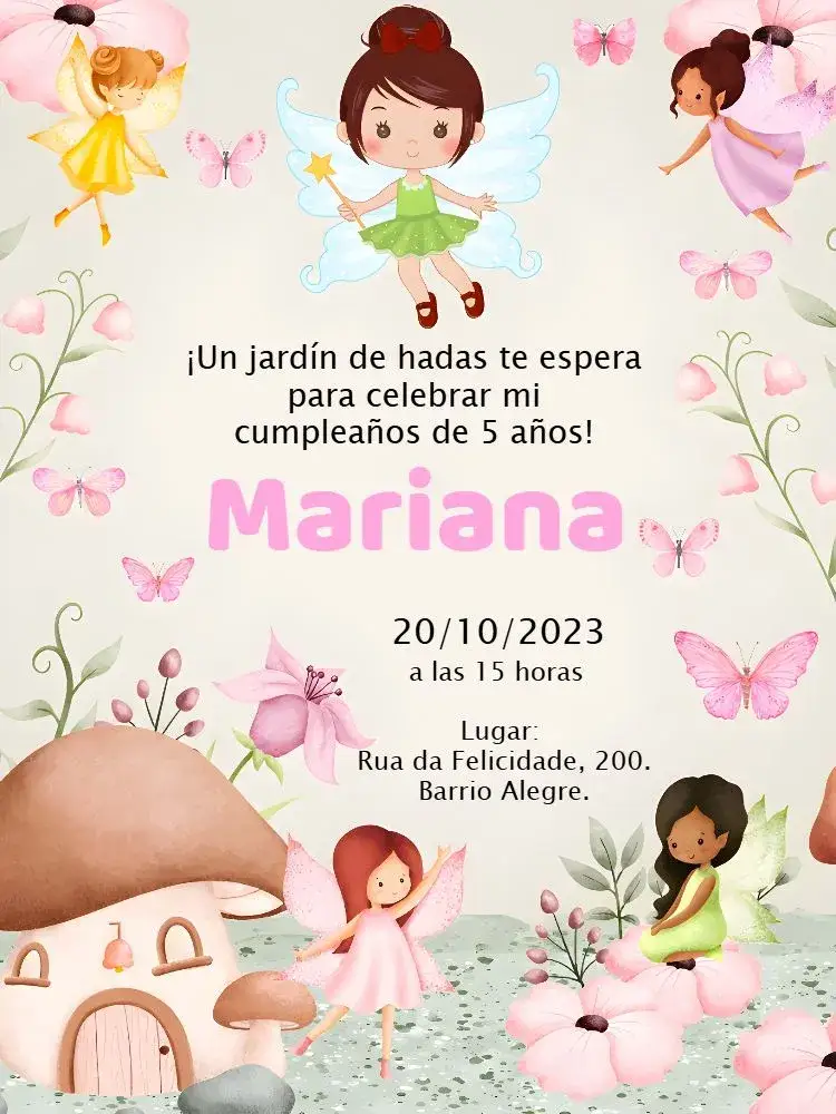 Invitación Bosque De Las Hadas Floral – tema Más buscados floral, mágico, romántico, colorido, infantil, natural