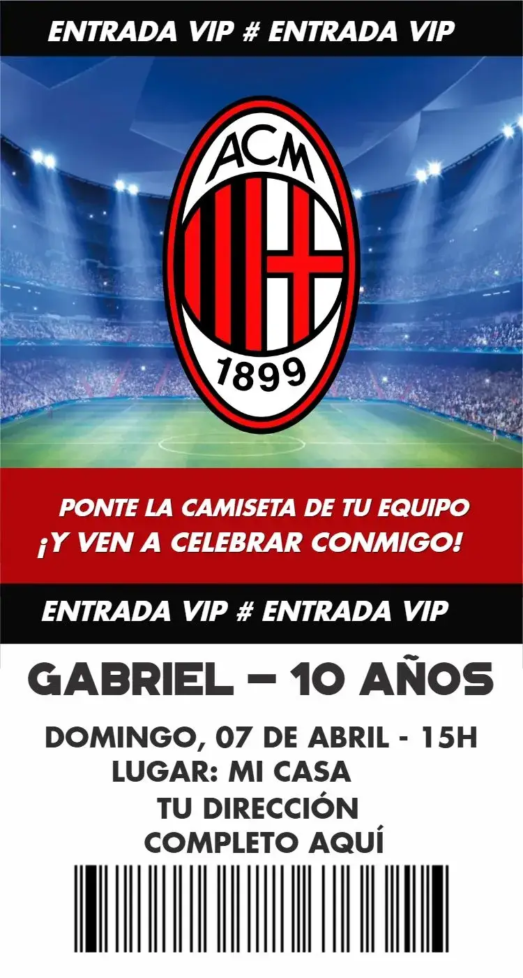 Invitación Milan Entrada