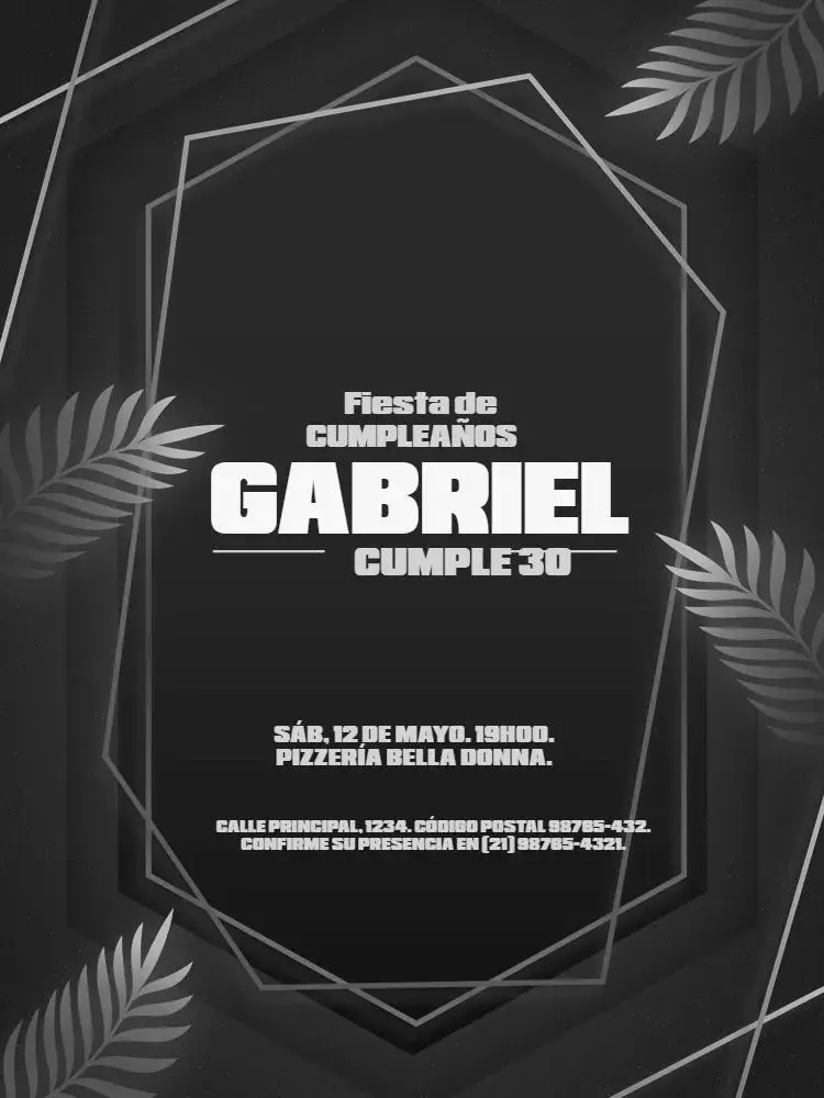 Invitación Masculino Negro Joven