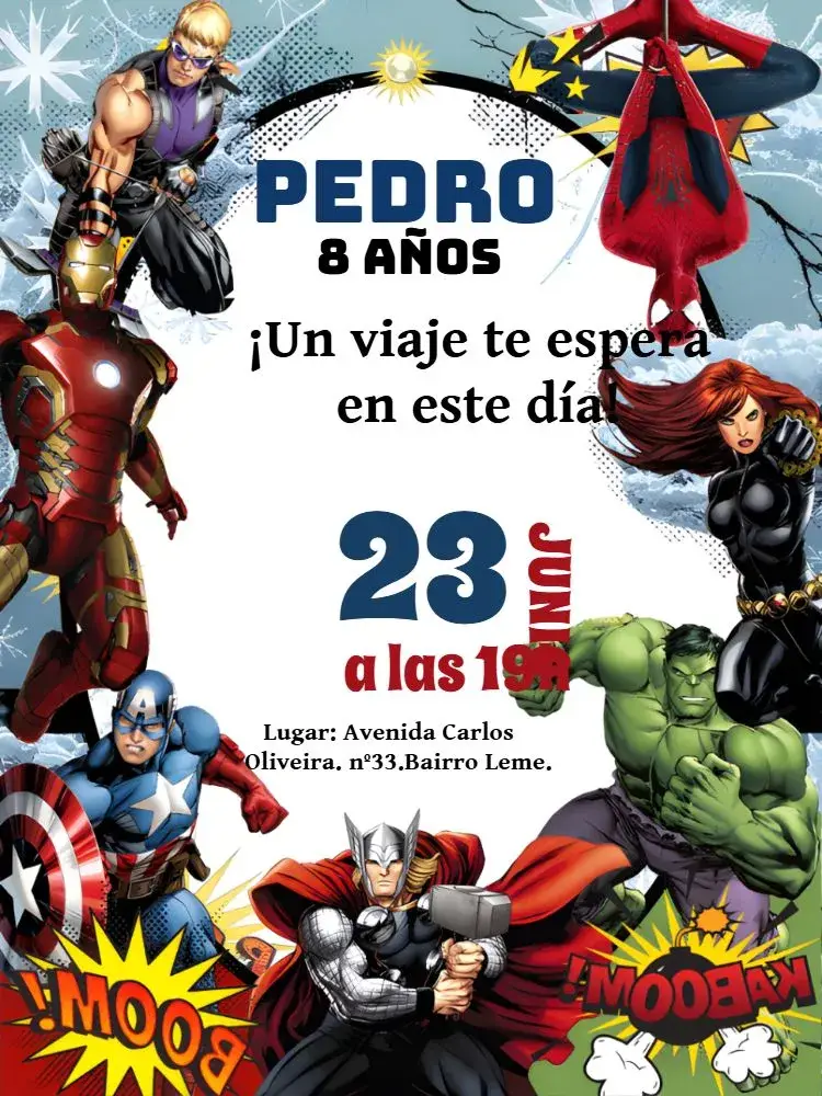 Invitación Los Vengadores Super