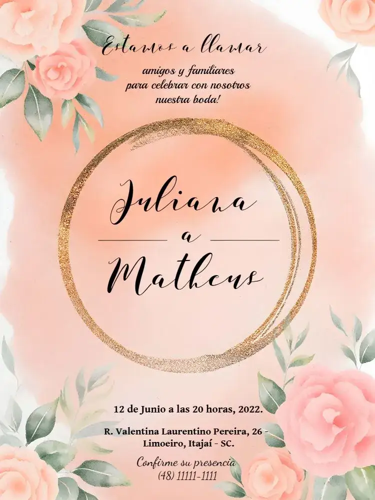 Invitación Boda Floral Arco – tema Boda floral, elegante, romántico, dorado, minimalista