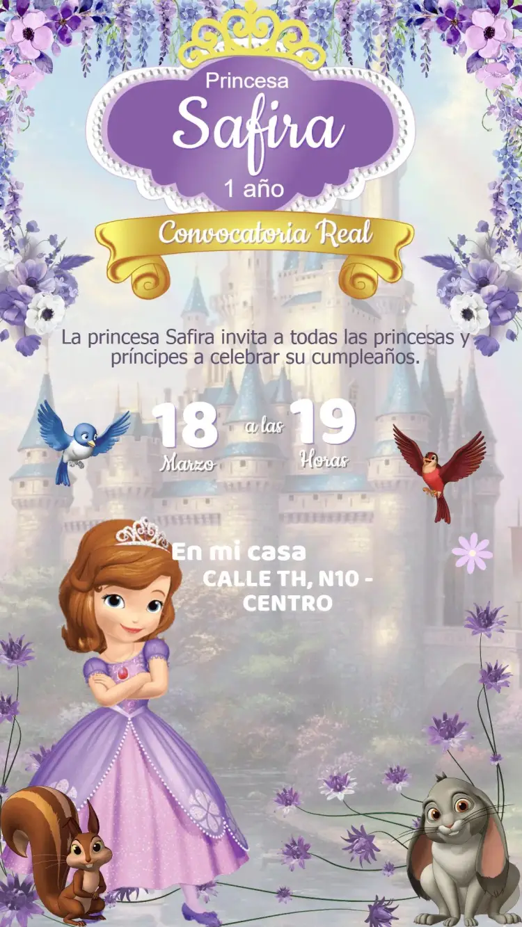 Invitación Cumpleaños Princesita Sofía