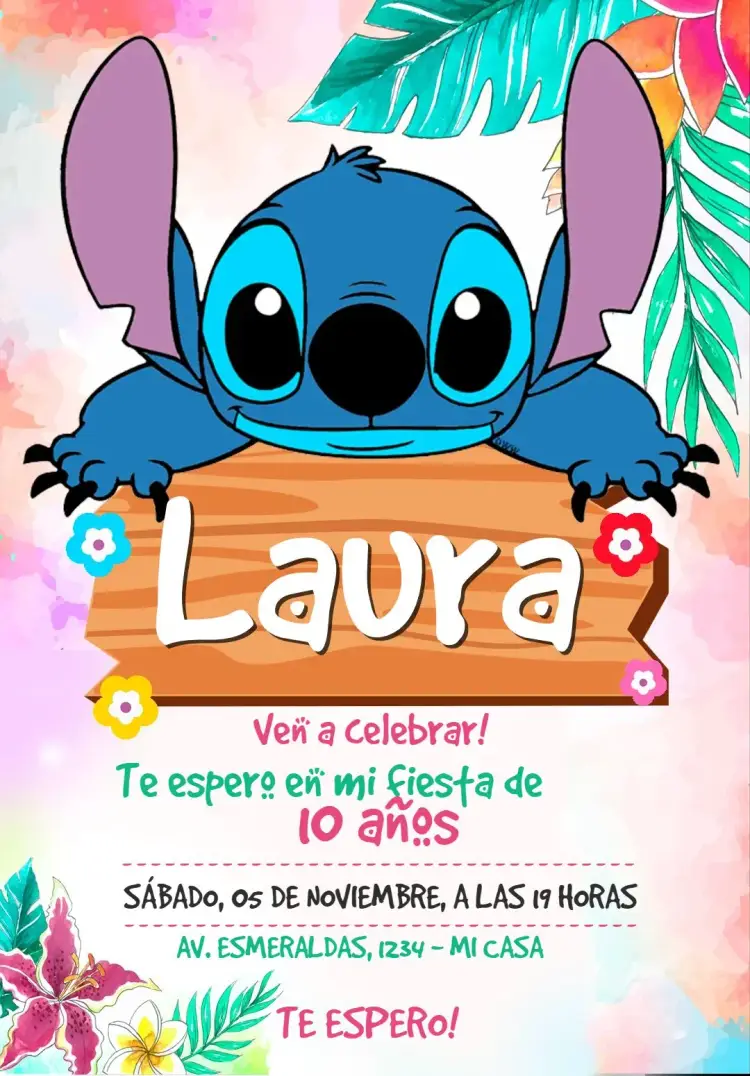 Invitación cumpleaños Stitch