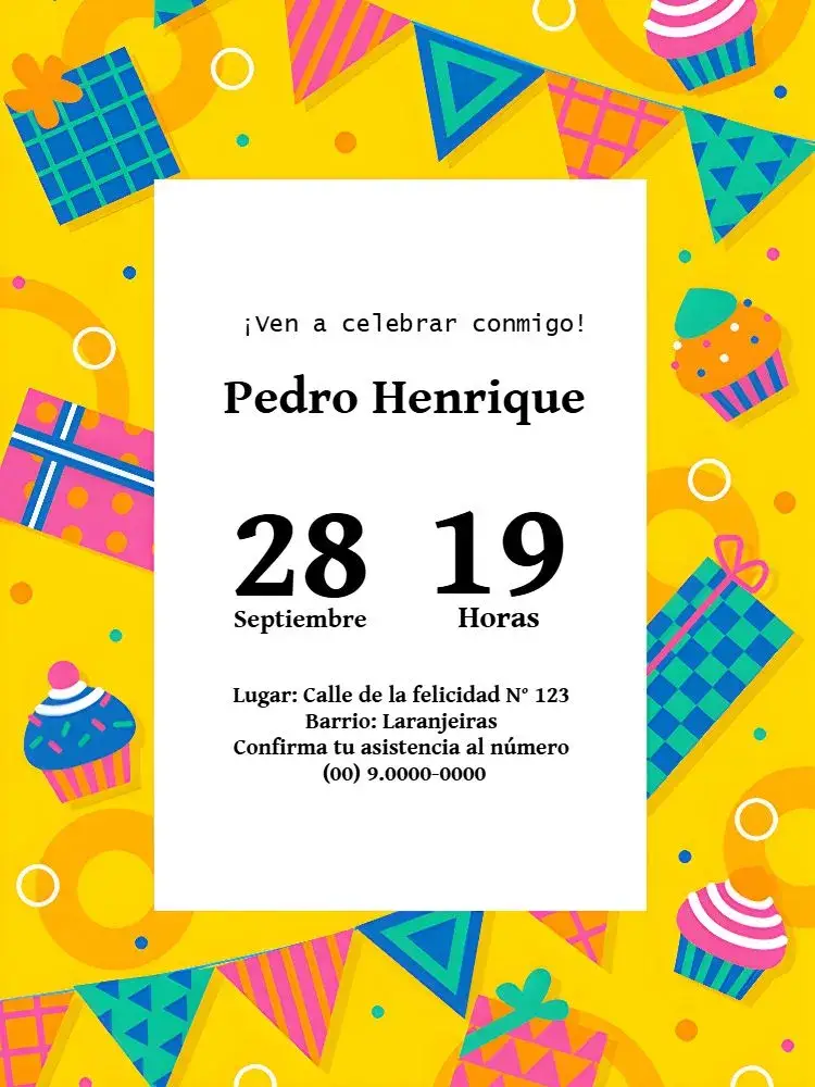 Invitación Cupcakes Amarillo
