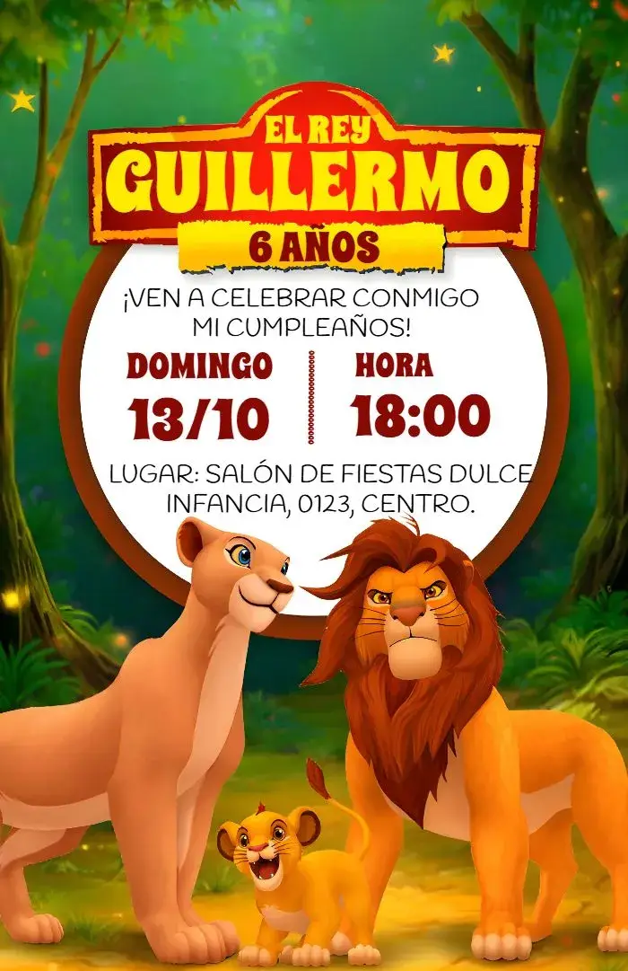 Invitación El Rey León Walt