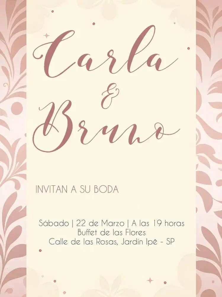 Invitación Boda Arabesca Rosa Rosé – tema Boda romántico, elegante, modernos, delicado, minimalista