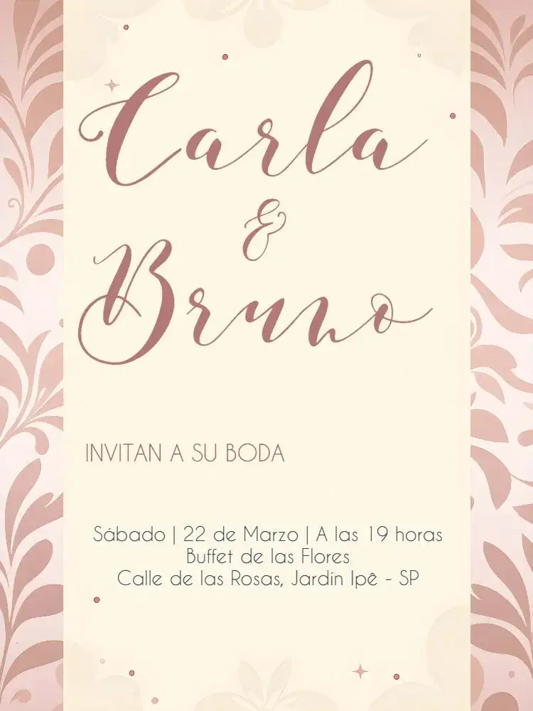 Invitación Boda Arabesca Rosa Rosé