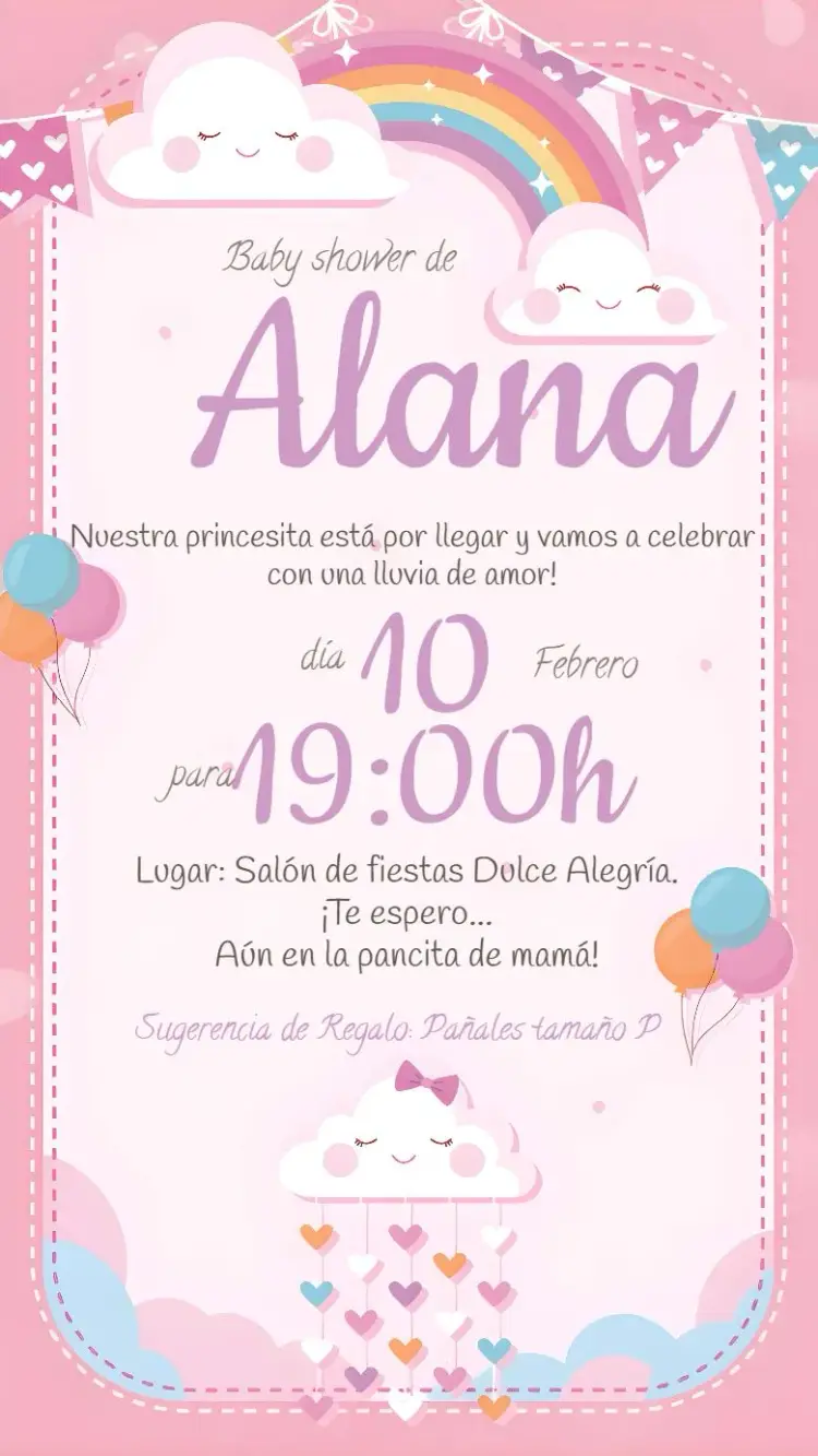 Invitación Baby Shower Rain of Love Blessings
