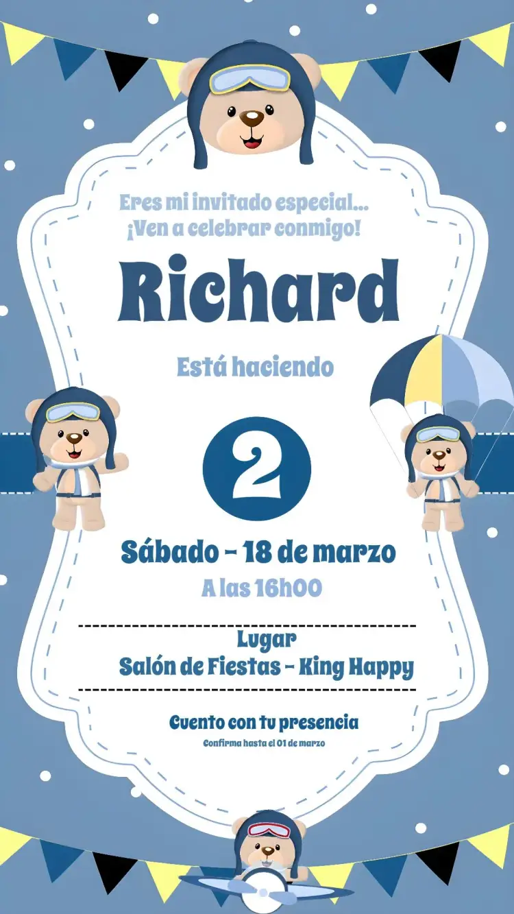 Invitación Oso Aviador