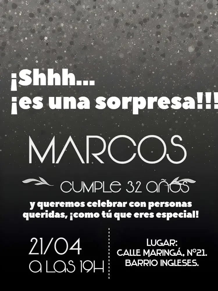 Invitación Sorpresa Brillo Silencio