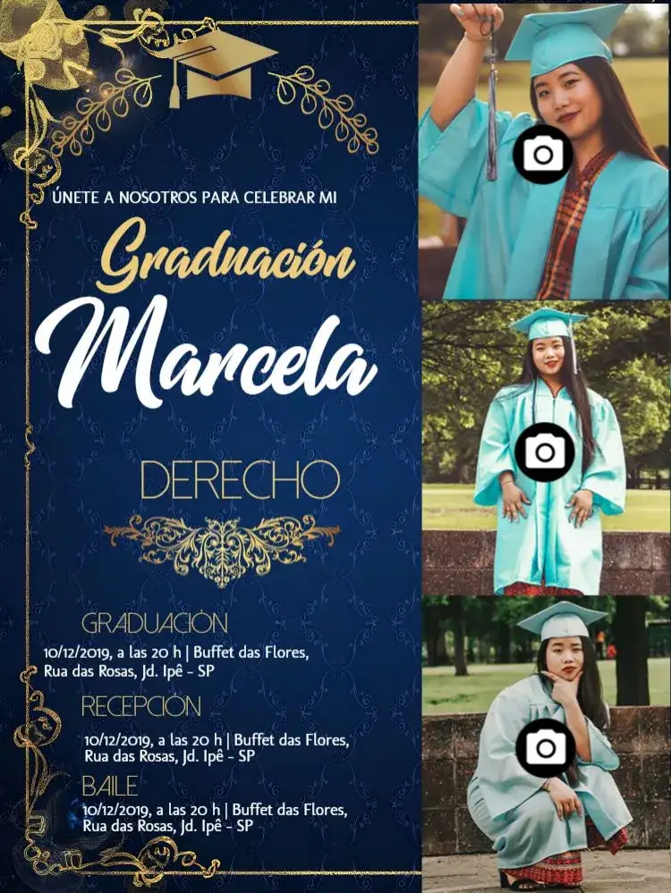 Invitación Graduación en Derecho con Fotos Clásico – tema Graduación clásico, elegante, azul, formal, sutil