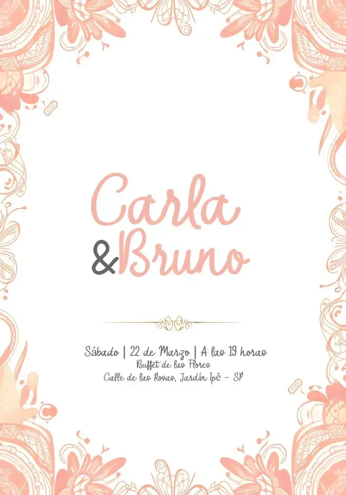 Invitación Boda Floral - Arabescos Rosa Arabesco – tema Boda floral, romántico, elegante, rosa, delicado, vintage