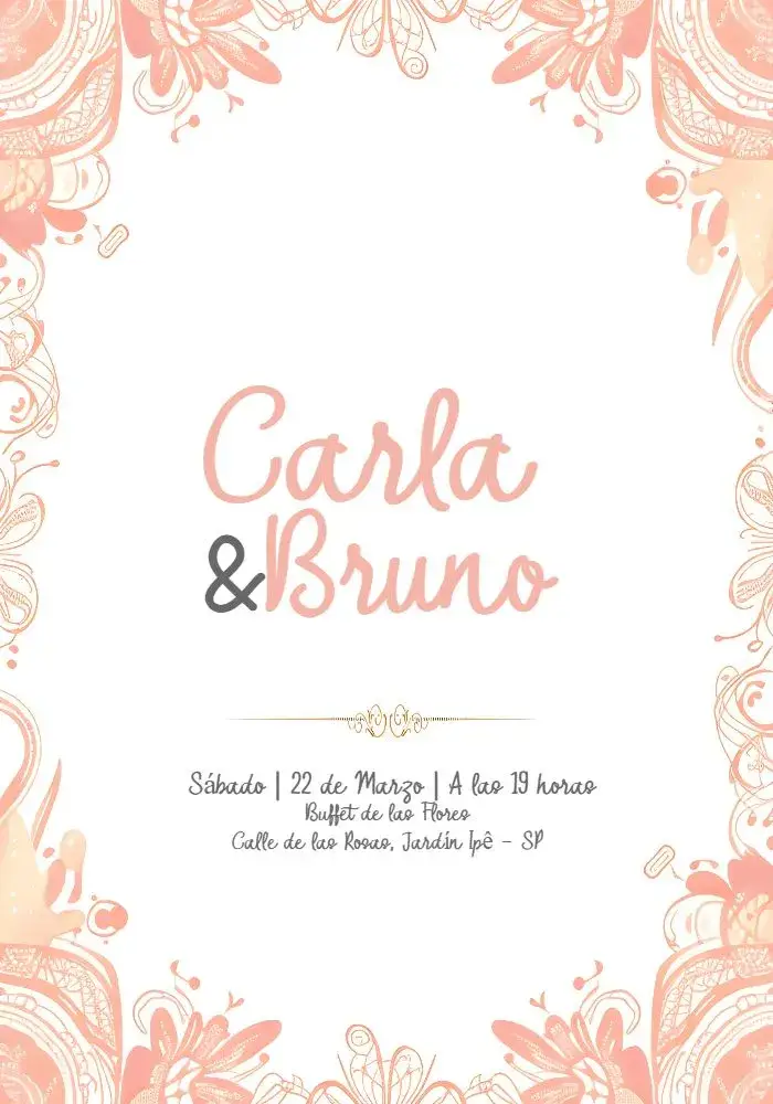 Invitación Boda Floral - Arabescos Rosa Arabesco