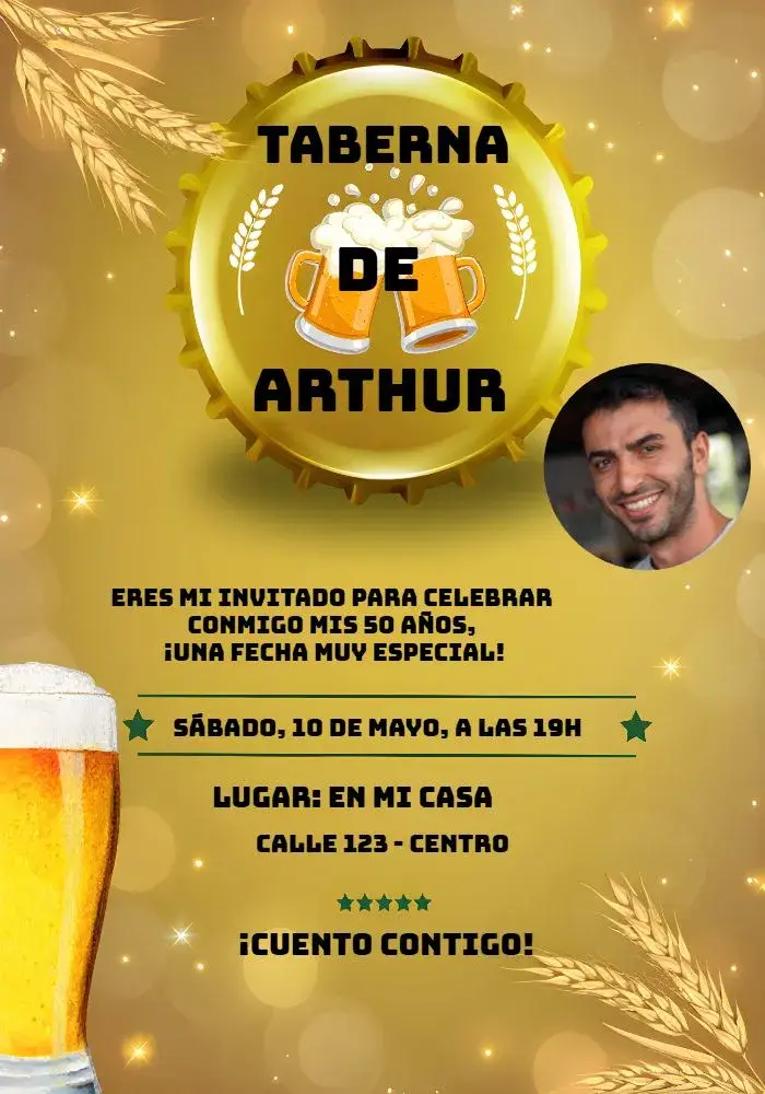 Invitación Boteco Con Foto Branci