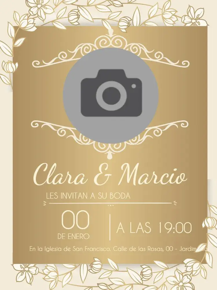 Invitación Boda Dorada Foto