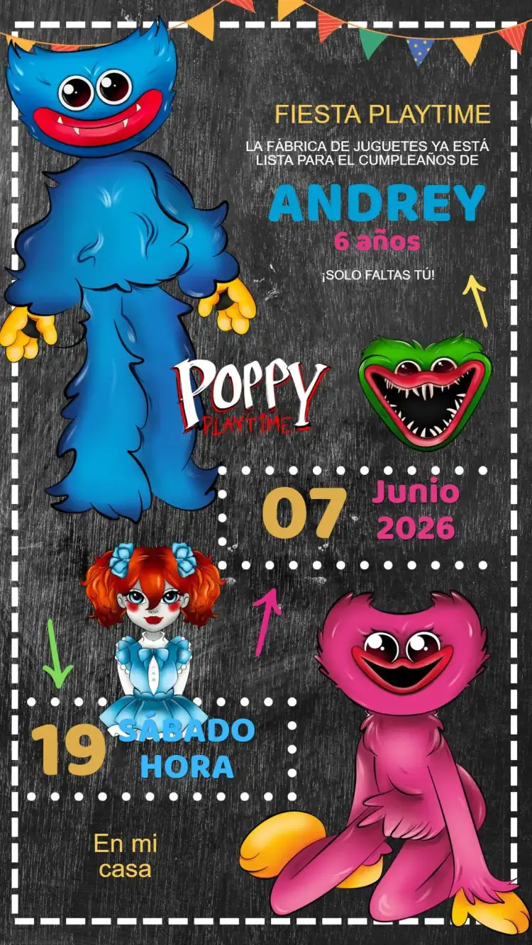 Invitación Cumpleaños Poppy Playtime