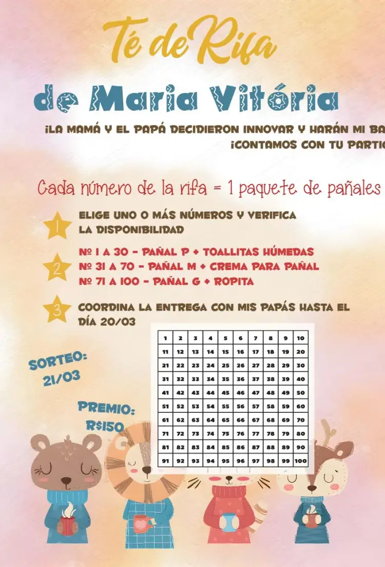 Invitación Té de Rifa Safari Whatsapp