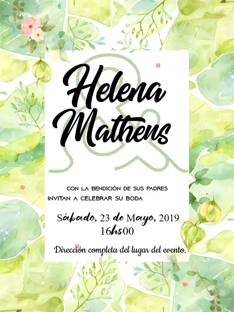 Invitación Boda Floral Verde