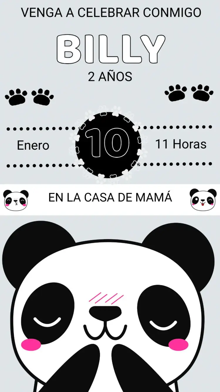 Invitación Cumpleaños Panda