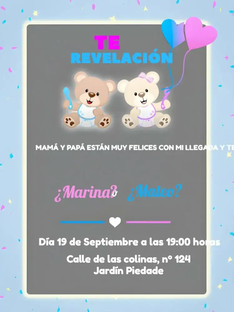 Invitación Baby Shower Ositos Rosa – tema Cumpleaños Infantil rosa, azul, ursinhos, corazones, infantil
