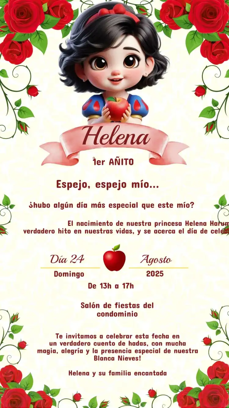 Invitación Cumpleaños BLANCANIEVES
