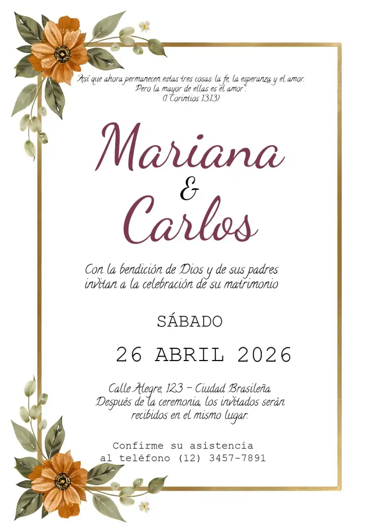 Invitación Boda Floral Delicada – tema Boda floral, acuarela, delicado, romántico, elegante