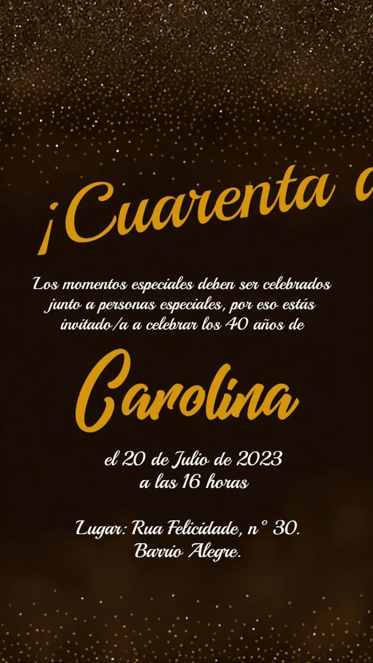 Invitación Glitter Cuarenta