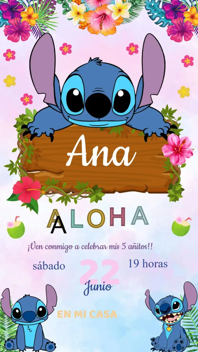 Invitación Cumpleaños Stitch