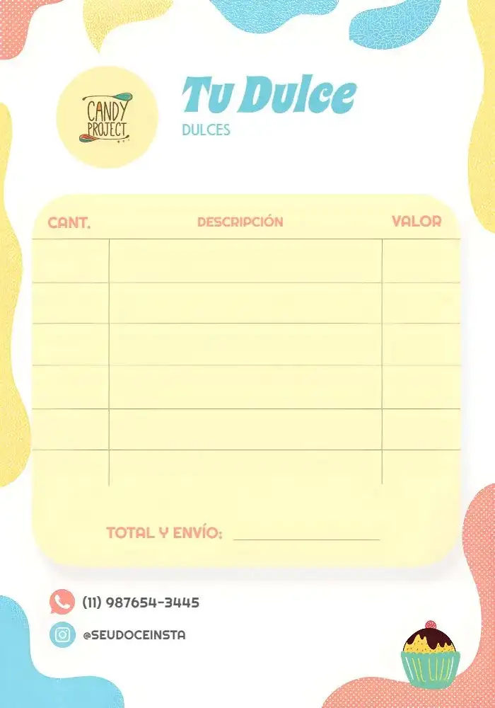 Comanda Para Pastelería Whatsapp