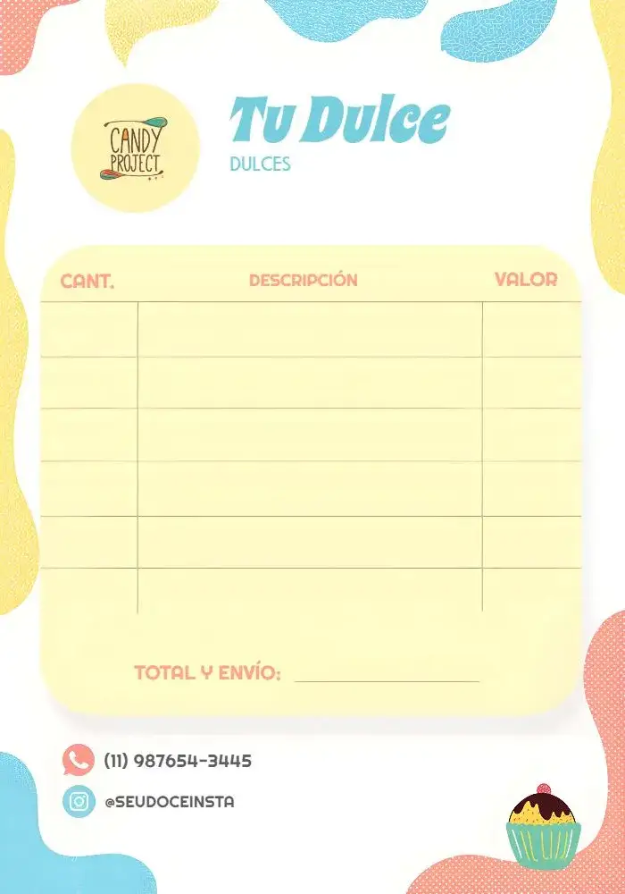 Invitación Comanda Para Pastelería Whatsapp – tema Más buscados colorido, moderno, divertido, apresentación minimalista, estilo contemporáneo