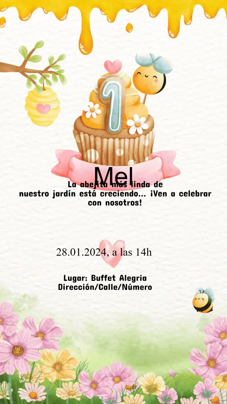 Invitación Invitación Cumpleaños Abejita – tema Cumpleaños Infantil