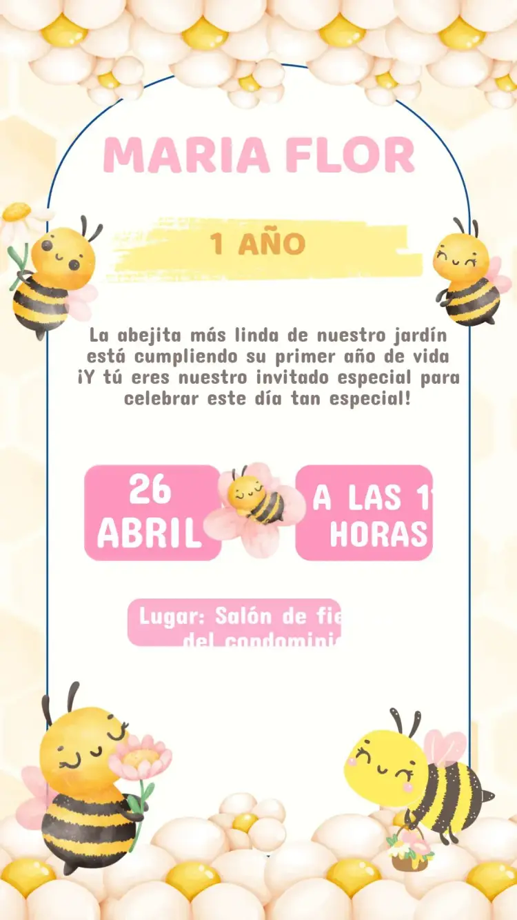 Invitación Cumpleaños Abejita