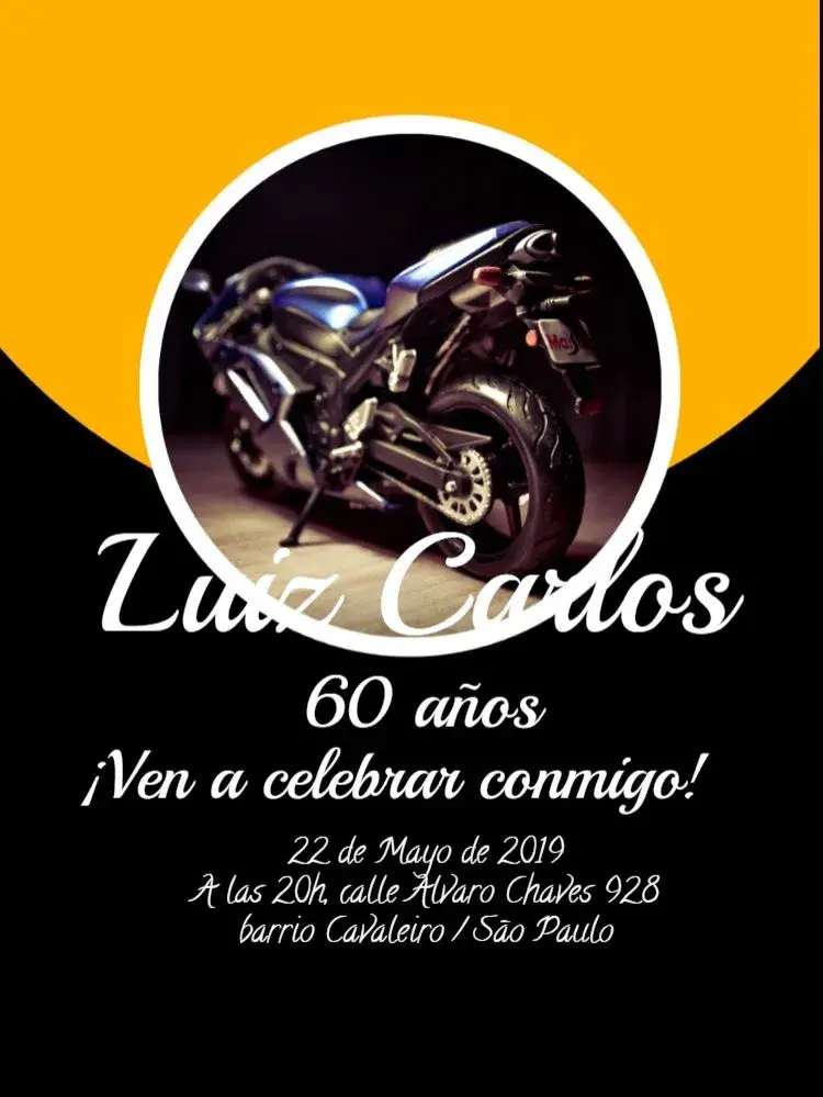 Invitación Moto Oscuro Elegante