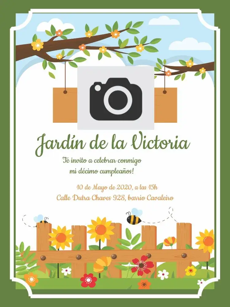 Invitación Jardín Digital – tema Cumpleaños Infantil floral, colorido, divertido, infantil, natural, lúdico