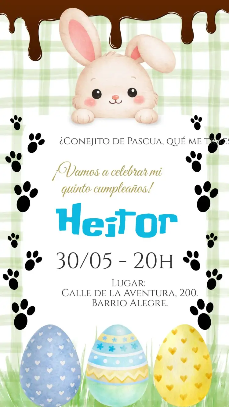 Invitación digital Conejito de Pascua