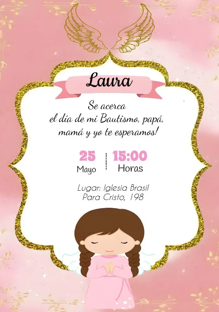 Invitación Bautizo Angelito Amarillo
