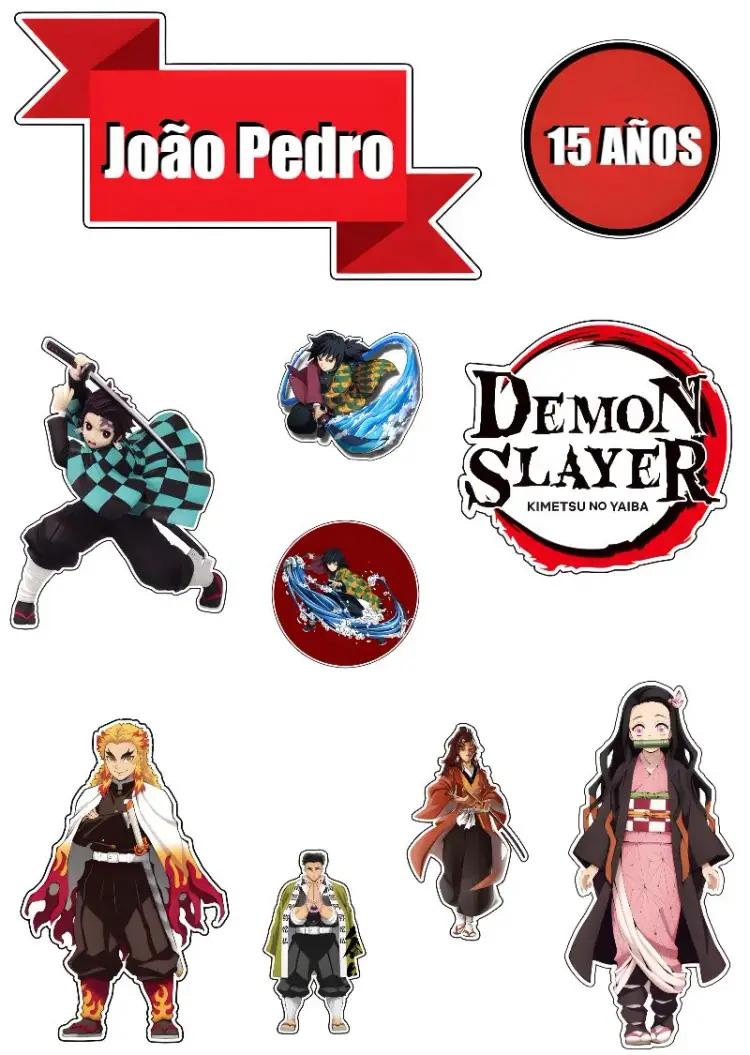 Invitación Topo De Pastel Demon Slayer Samurai