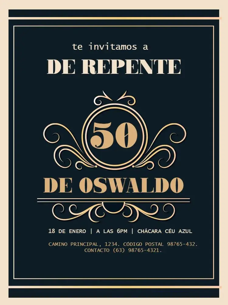 Invitación Repente 50 Clásico Masculino