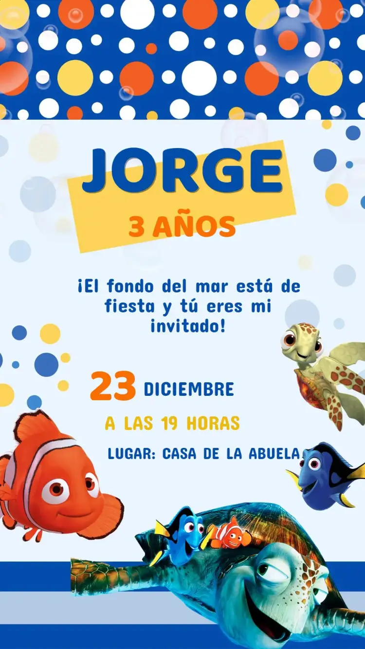 Invitación Cumpleaños Buscando a Nemo