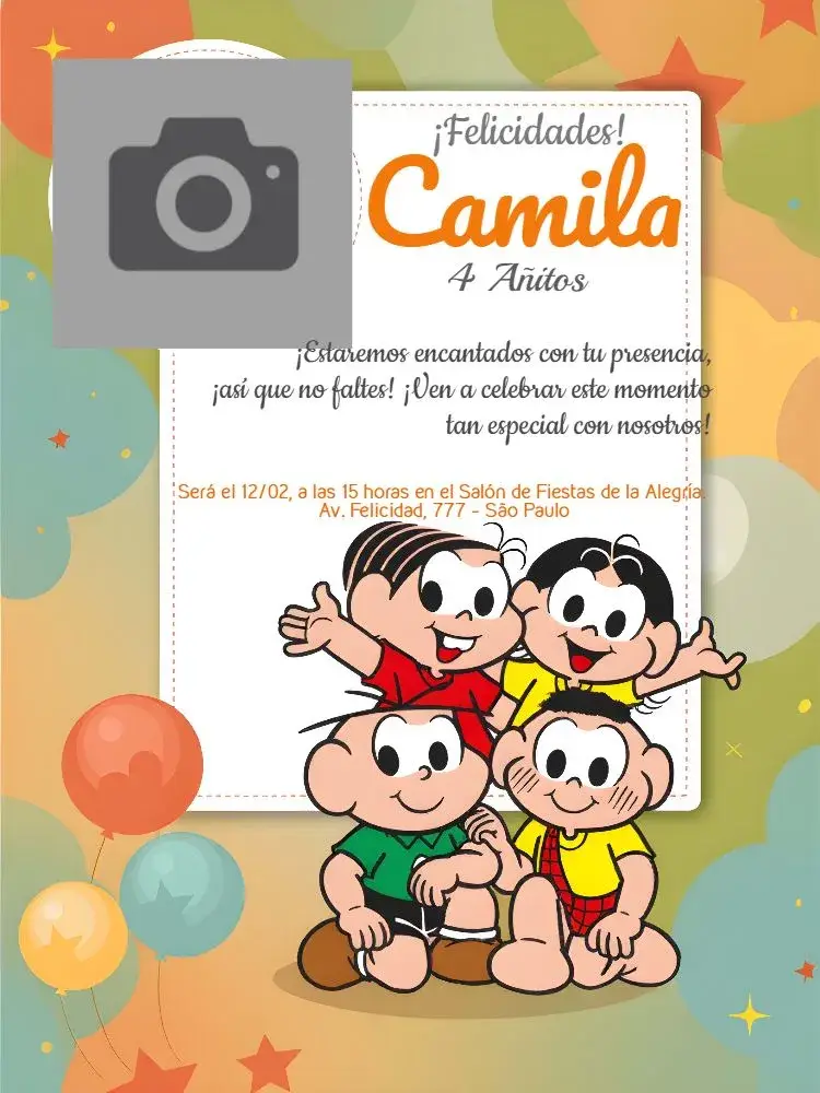 Invitación Turma Da Mônica Con Foto Cebolinha editable y personalizable