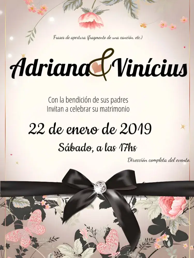 Invitación Boda Floral Lazada editable y personalizable