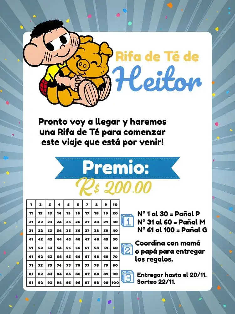 Invitación Chá Rifa Cascão Raflle