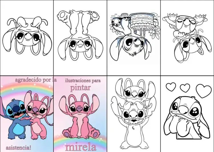 Invitación Mini Libro Para Colorear Stitch Angel Imprimir – tema Cumpleaños Infantil colorido, divertido, infantil, atractivo, temático, Disney