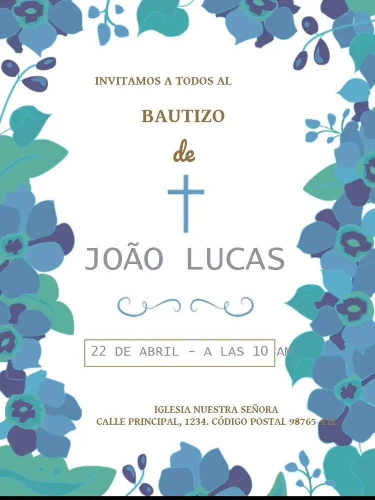Invitación Para Celebración de Bautizo Licado