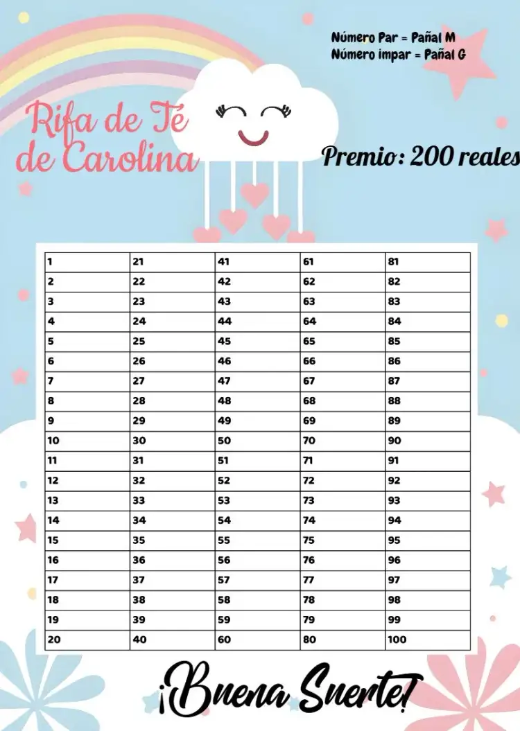 Invitación Té Rifa Lluvia De Amor Lista – tema Té Rifa floral, colorido, moderno, minimalista, romántico