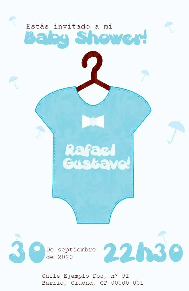 Invitación Baby Shower Niño – tema Baby Shower azul, moderno, lúdico, divertido, elegante, minimalista
