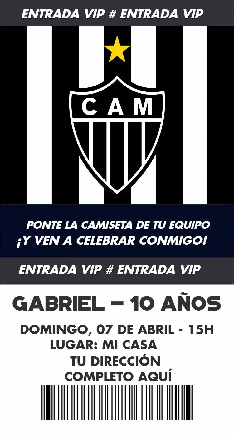 Invitación Atlético Mineiro entrada