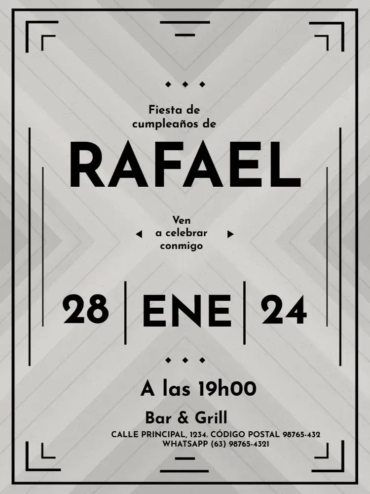 Invitación Hombre Adulto Minimalista Fiesta