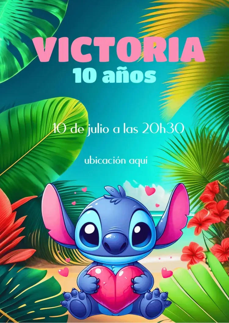 Invitación Stitch Infantil